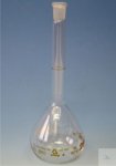 Messkolben, 2000 ml, aus Labor-Glas, mit Kunststoff-Stopfen