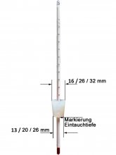 Destillier-Thermometer, 30 cm, mit kleinem Silikonstopfen Ø 13-16 mm